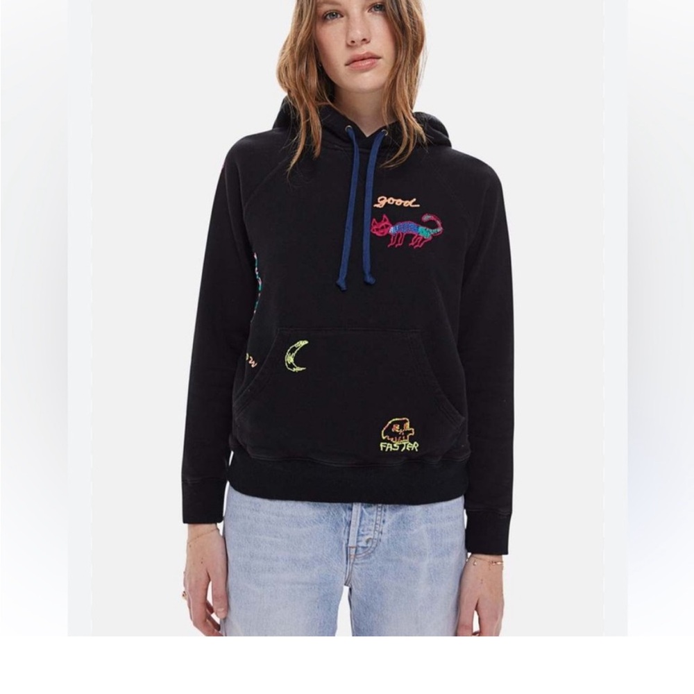 Mother Black Hoodie Colorful Embroidery